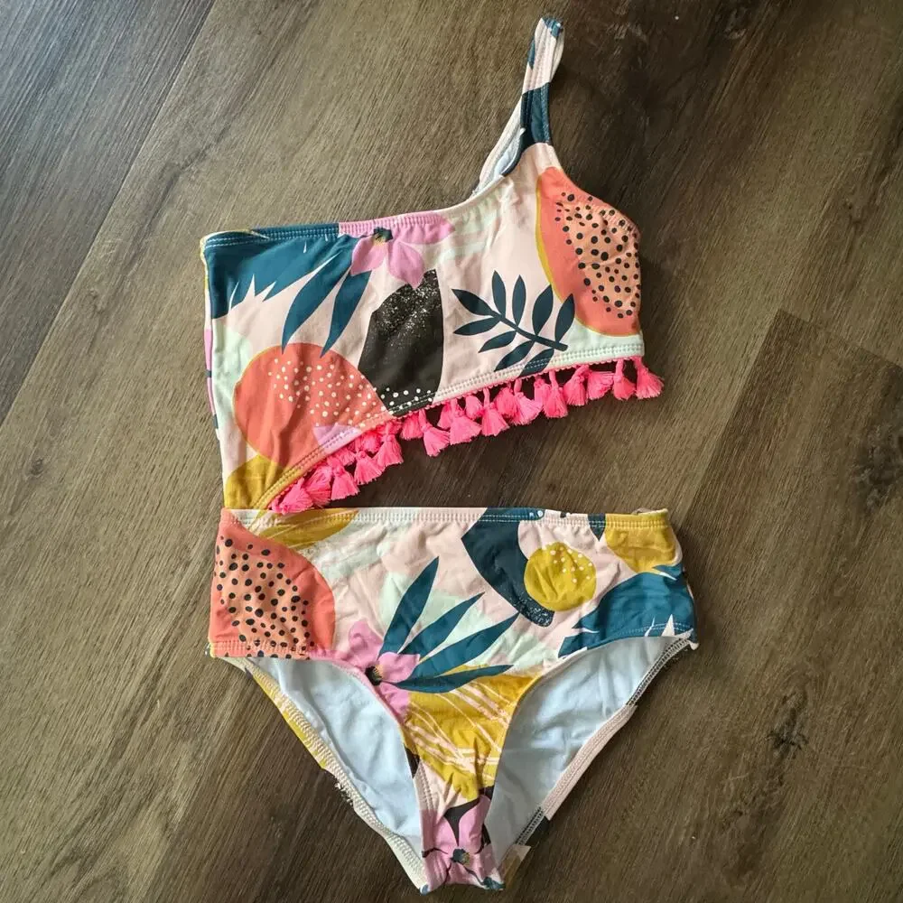 Beach Lingo Floral, Tassel Cut Out One Piece